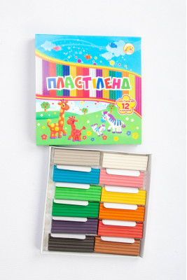 Пластилін, 12 кольорів, 240 г, Тетрада